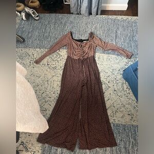 REALLY GORG comfy flower two toned jumpsuit with scrunch / tie front